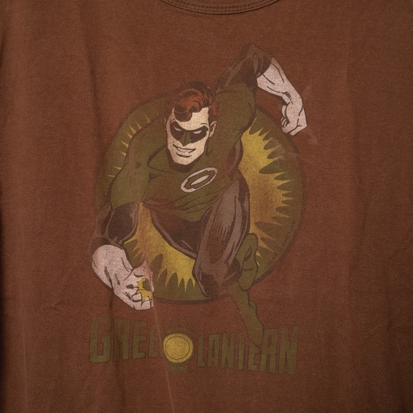 100% Cotton Brown Green Lantern Tee Size Medium - Picture 2 of 4
